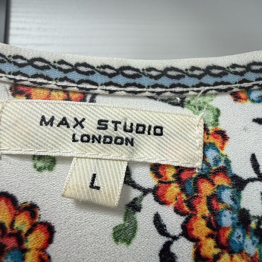 Boho Paisley Maxi Dress | Size L | Max Studio | Smocked Waist Flutter Sleeve - Picture 3 of 3
